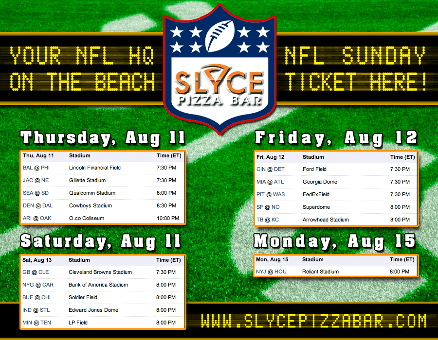 NFL at Slyce Pizza Bar